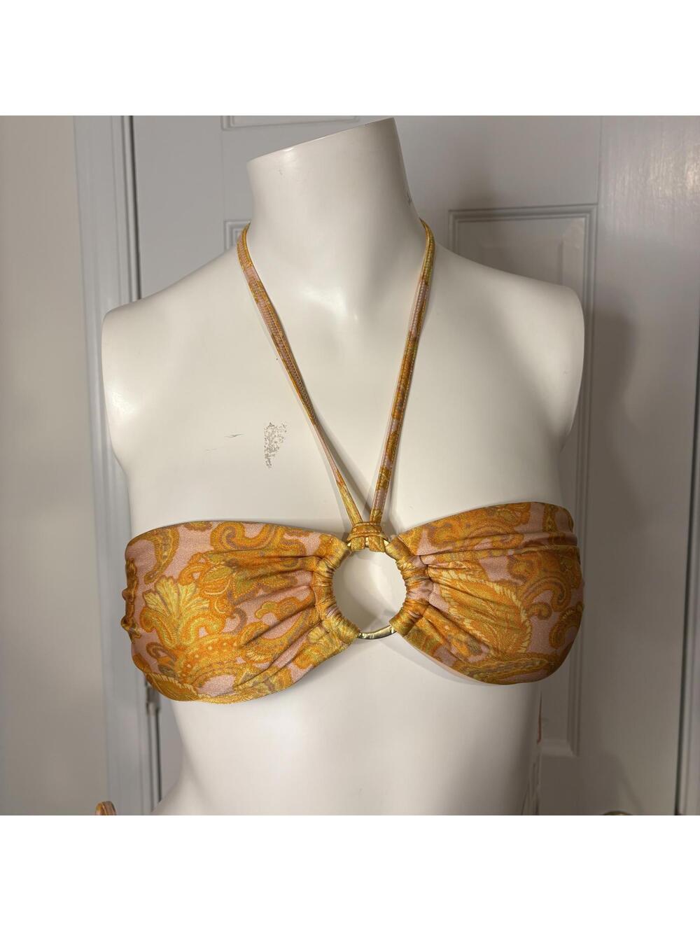 Minkpink XS NWT Yellow Paisley Bikini Top